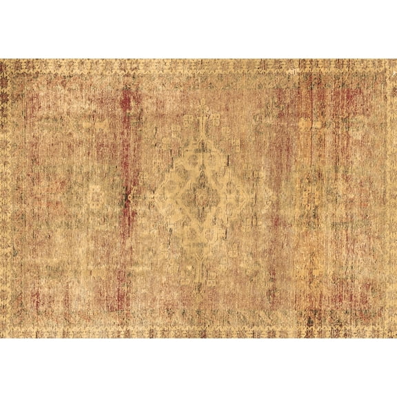 Ahgly Company Indoor Rectangle Medallion Brown Traditional Area Rugs, 6' x 9'