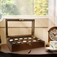 thumbnail image 3 of Uten 12-Slot Solid Wood Watch Box with Real Glass Top, Luxury Display Storage Case & Organizer for Men, Brown, 3 of 12