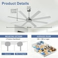 thumbnail image 5 of 66-Inch Indoor/Outdoor Ceiling Fan without Light - Large Ceiling Fan with 8-Blade in Wood Sliver, Remote & App Control, Quiet DC Motor​, 5 of 9
