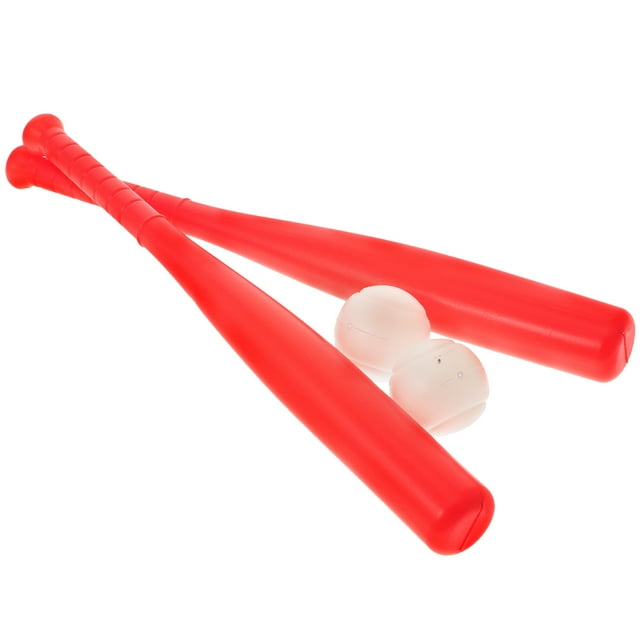 CIMAXIC Ensemble de 2 Bâtons de Baseball d'Extérieur en Plastique Rouges pour Tout-Petits, Entraînement à la Coordination Oeil-Main