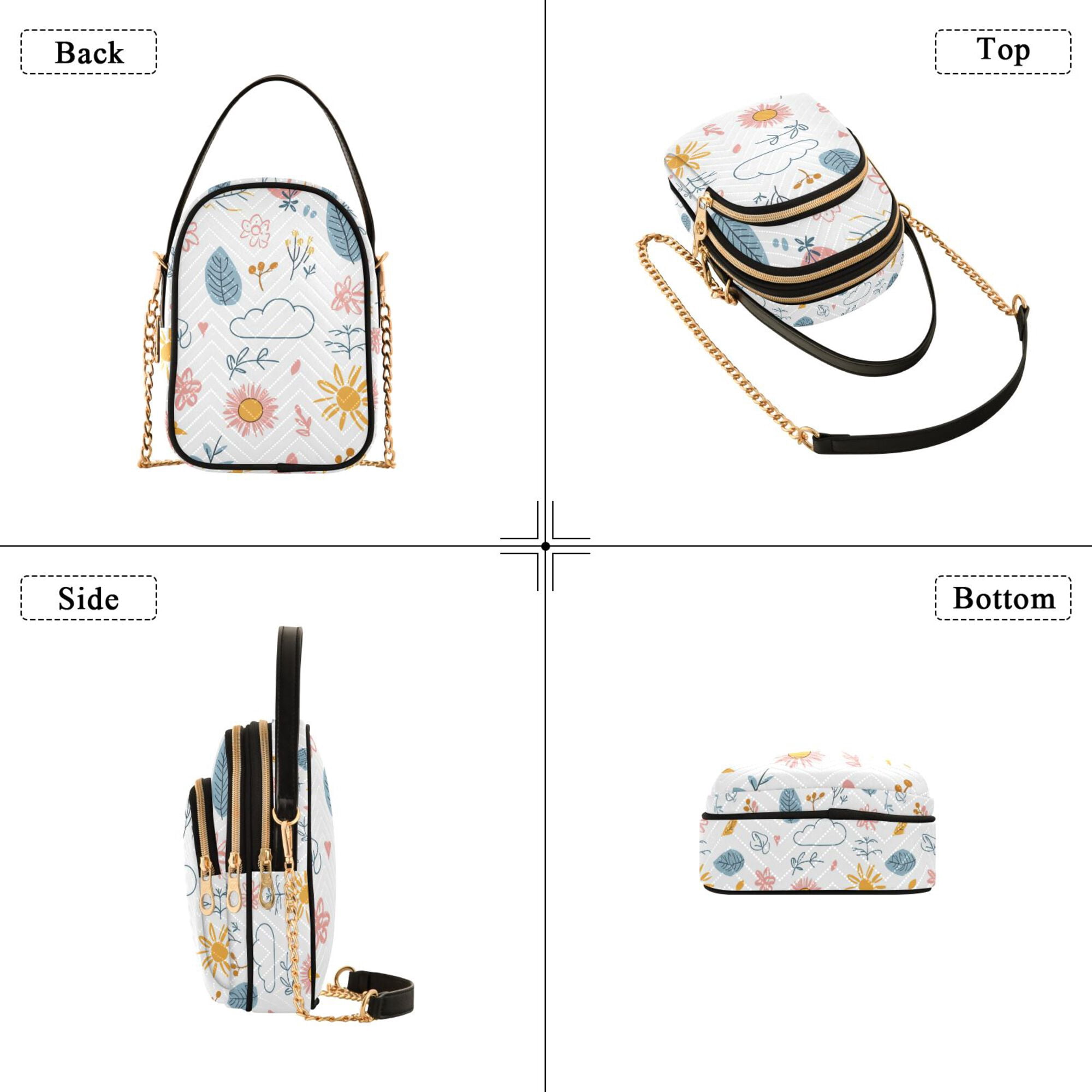 FORMRS Crossbody Bag for Women Quilted Travel Shoulder Cell Phone Purse with Chain Strap Handbag, Cartoon Doodles