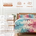 thumbnail image 6 of 3 Piece Teal Pink Orange Duvet Cover Set Full Size,Microfiber Comforter/Quilt Cover with Corner Ties and 2 Pillowcases,Boho Vintage Abstract Splashing Art All Season Soft Bedding with Zipper Closure, 6 of 8