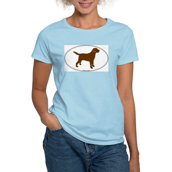 CafePress - Chocolate Lab Outline Women's Pink T Shirt - Women's Classic T-Shirt
