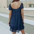 thumbnail image 5 of Flowy Summer Dress Women Polka Dot Chiffon Babydoll Mini Beach Dress Casual Square Neck Short Sleeve Ruffle Sundress, 5 of 7