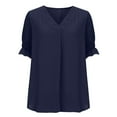 thumbnail image 5 of Pntutb Tops Womens Solid V-Neck Loose Short Sleeve T-Shirt Blouse Pullover, 5 of 6