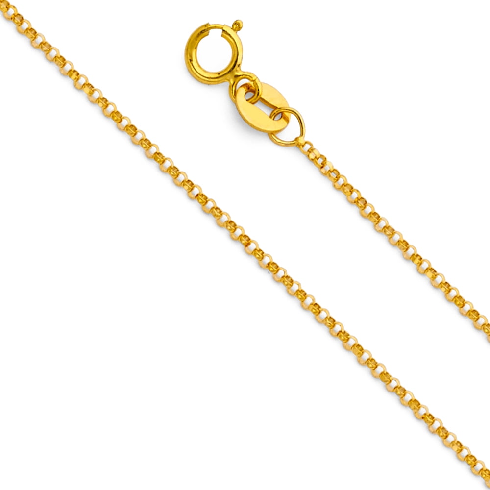 14K Solid Yellow & White Gold Italy Rolo Chain Necklace 1mm 