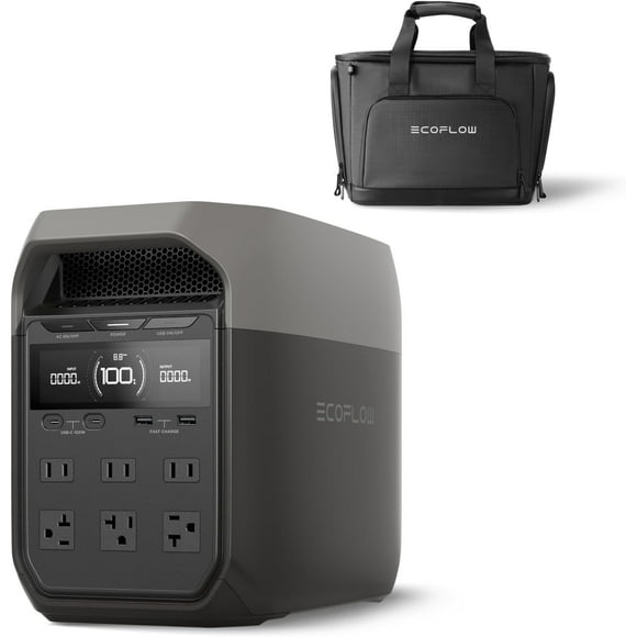 DELTA 3Portable Power Station DELTA 2 with Waterproof Handbag, 1024Wh LiFePO4 Battery, 1800W AC/100W USB-C Output, Solar Generator(Solar Panel Optional) for Camping, Home Backup & RVs