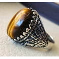 thumbnail image 4 of Tiger Eye Mens Ring, Natural Tiger Eye Ring, Birthstone Ring, Silver Jewelry, 925 Silver Ring, Birthday Gift, Heavy Mens Ring, Arabic Design, Ottoman Style Ring, Christmas, Turkey Mens Signet Ring, 4 of 6