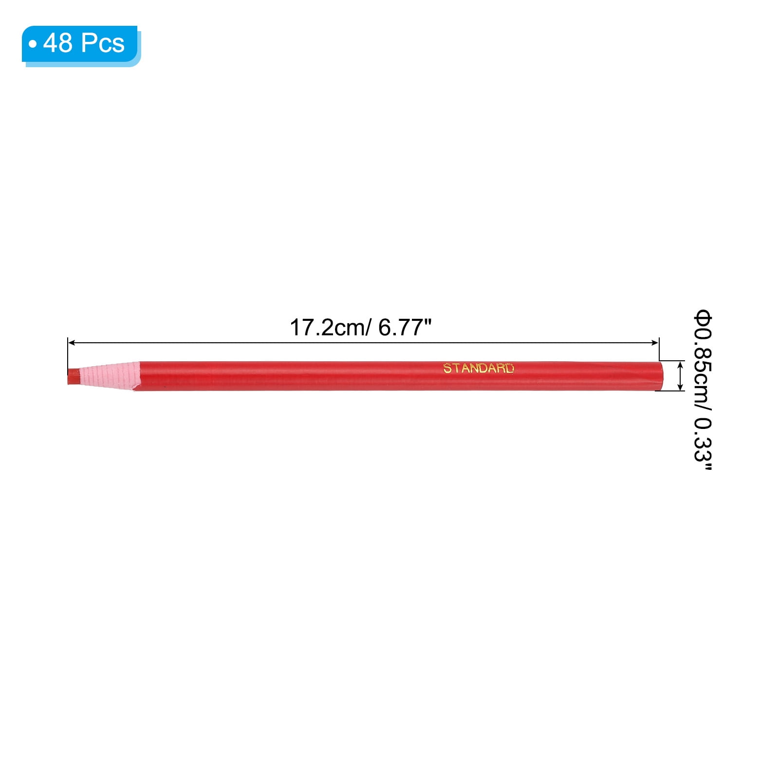 Uxcell Peel-Off China Markers, 48 Pack Grease Wax Pencils Wood for Glass Garments Drawing Film Paper Vinyl Metal, Red