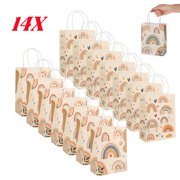 14 Pack Gift Bag with Handle, 6.6in X 3.2in X 8.26in, Rainbow and Heart-shaped Design, Reusable, Suitable for Birthday, Wedding, Party Gifts, Flower Shop DIY Bouquet Packaging