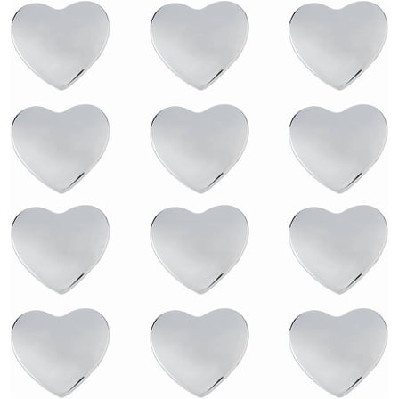 12Pcs Metal Heart Car Sticker Silver 3D Car Emblem Alloy Self Adhesive Car Stickers Car Logo Decals for Car Decor Bumper Window Laptops Luggage Exterior Window Motorcycle