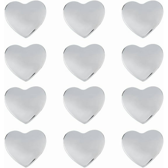 12Pcs Metal Heart Car Sticker Silver 3D Car Emblem Alloy Self Adhesive Car Stickers Car Logo Decals for Car Decor Bumper Window Laptops Luggage Exterior Window Motorcycle