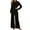 Black, variant on Hot Pink Button Down Pajamas Women Lapel Long Sleeve Shirts and Wide Leg Pants 2 Piece Pjs Sets Striped Fashion Sleepwear Set with Pockets S