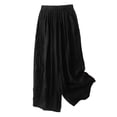 thumbnail image 2 of MYAOYI Women's Spring Summer Plus Size Wide Leg High Elastic Waist Flowy Culottes Casual Fashion -Linen Embroidered Loose 9 10 Flare Pants, 2 of 6