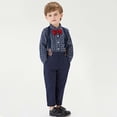 thumbnail image 4 of LEKWK Boys Gentleman 3 Piece Outfits Plaid Long Sleeve Button Down Shirt with Bowtie and Suspender Pants Toddler formal Party Dress Suit Fall Matching Sets, 4 of 9