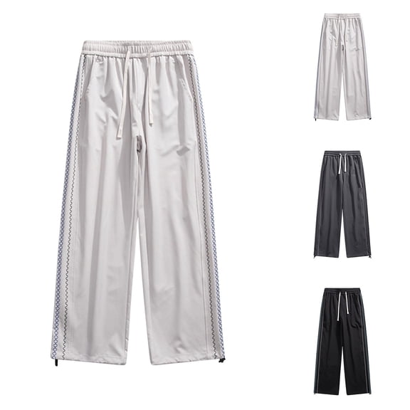 Men's Baggy Parachute Pants Loose Casual Wide Leg Y2K Lightweight Ice Silk Quick Dry Cooling Deep Pockets Urban Pants Size L-5XL Gray