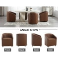 thumbnail image 2 of Guyou Leather Barrel Chairs, 24.5" Wide Accent Chairs for Living Room & Dining Room, Genuine Leather Lounge Chairs, Brown, 2 of 8
