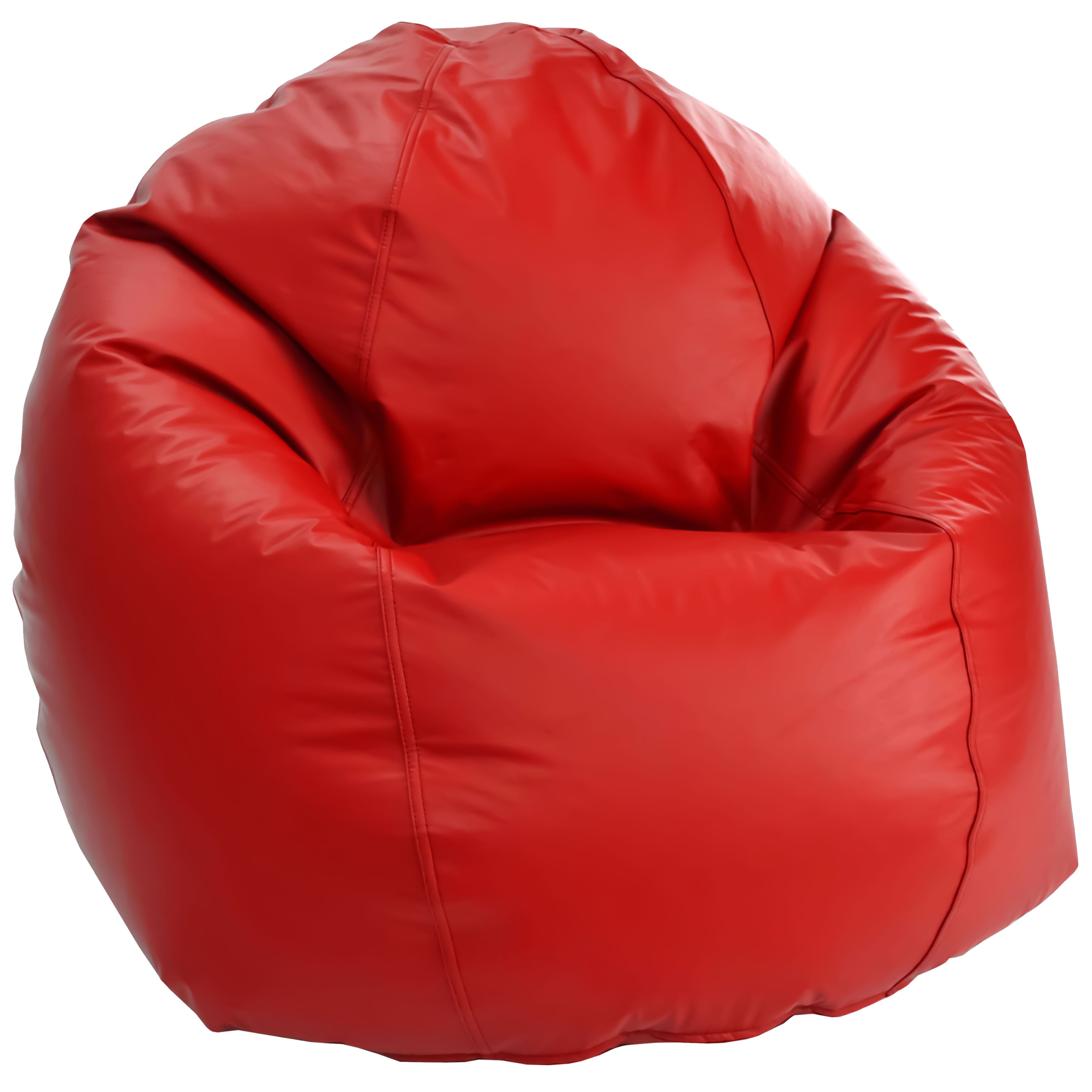 Round Vinyl Bean Bag Chair Faux Leather Teens Kids Gaming Dorm Multiple colors L 