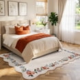 thumbnail image 3 of Lahome 5'x7' Floral Scalloped Area Rug for Living Room - 5x7 Ultra-Thin Soft Washable Non-Slip Bedroom Stain Resistant Lightweight Boho Low-Pile Throw for Dining Room Office (5x7ft, Beige), 3 of 11