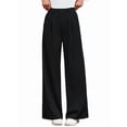 thumbnail image 5 of Wide Leg Pants for Women Dressy Work Business Casual Elastic High Waisted Trousers Ribbed Lounge Palazzo Pants Black S, 5 of 10
