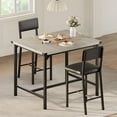 thumbnail image 3 of Dining Table Set for 2 W/Footrest & Backrest, Counter Height Table with 2 Upholstered Bar Chairs, Kitchen Table Set with Corner Protector, for Kitchen Room, Apartment, Pub, Gray, 3 of 8