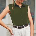 thumbnail image 3 of Women's Sleeveless Button Down Shirts Blouses Solid Casual Loose V Neck Tank Tops for Work Summer 2025 S-XXL, 3 of 5