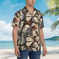 thumbnail image 3 of Pofeuu Vector Butterflies Print Hawaiian Shirt for Men Sleeves Casual Button Down Summer Beach Dress Shirts T-Shirts,Large, 3 of 7