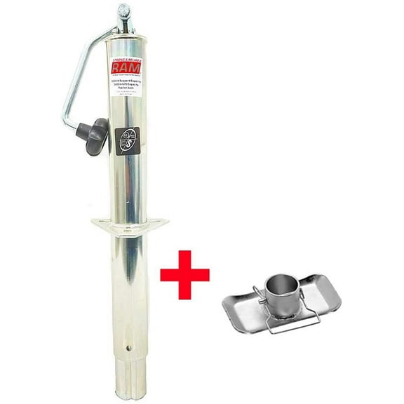 Southwest Wheel 5,000 lbs top Wind RAM Zinc A-Frame Trailer Jack w/ Zinc Foot Plate