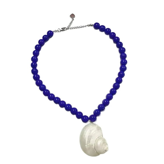 Shell Necklace with Glass Beads/Adjustable Rope Detail Versatile Jewelry Gift