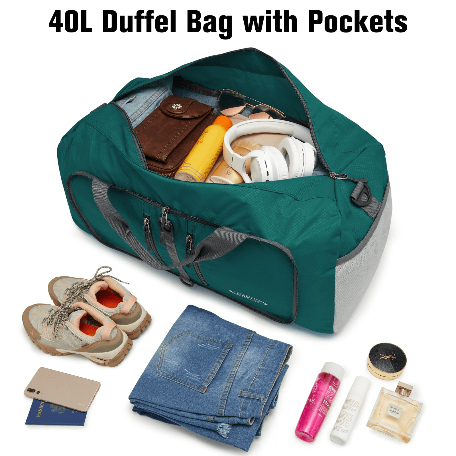 G4Free 40L/65L Foldable Duffel Bag, Water-Repellent Travel Backpack, Lightweight Carry Bag for Overnight Weekender Sports Men Women