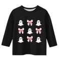 thumbnail image 3 of Riecok Girls Long Sleeve Shirts Halloween Round Neck Ghost Printed 3/4 Sleeve Tees Shirts for Boys Girls Black 9-10Years, 3 of 4