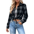 thumbnail image 5 of Wiyuqeen Long Sleeve Gingham Shirt for Women Casual Collared Buffalo Plaid Button Down Shirts Lightweight Fall Cardigan S-XXL, 5 of 9