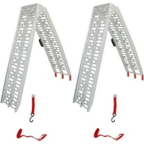Genrics Aluminum Foldable Wide Pickup Trailer Loading Ramps with Handle 750lbs 2Pcs Unfolded Size 84x11in
