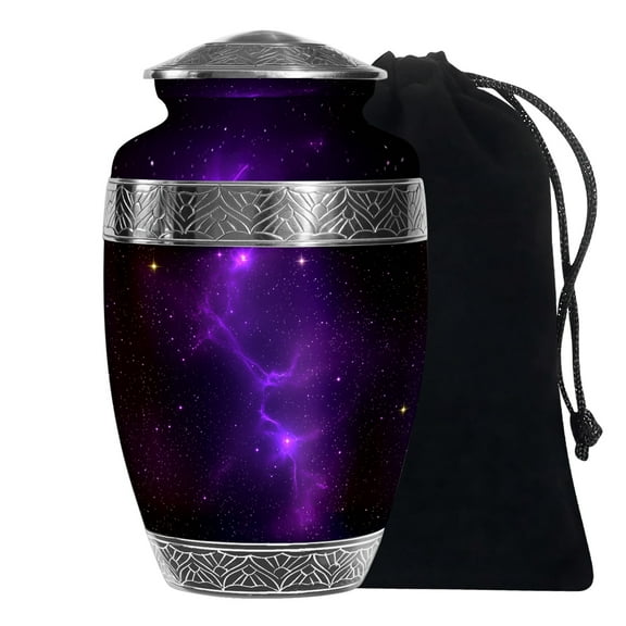 YATSKIA Purple Cosmic Galaxy Large Funeral Urns For Adult Ashes Women And Men, Cremation Urn For Ashes Male And Female, (200 Cubic, Large 10 Inch)