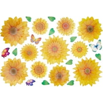 Sunflower Wall Stickers 3D Flower Wall Decals Wall Art DIY Floral Wall Decor Retro Butterfly Removable for Kitchen Home Living Room Bedroom TV Bathroom Window Door Decoration 25 x 14.3 Inch DIY