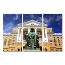 Elephant Stock Bascom Hall Lincoln Statue Wall Art - Horizontal Multi Panel Canvas - Living Room Wall Decor - Architecture Multi Panel - Gray And Orange Decor - 23" x 14"