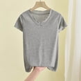 thumbnail image 2 of Bixock Pajamas Tops for Women Sleep Top Short Sleeve V Neck Slim Stretch Light Daily Indoor Loungewear Blouse Women Clothings, 2 of 4