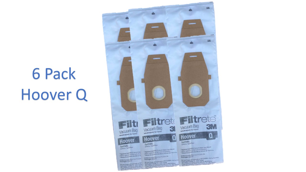 6 Pack Hoover Q Vacuum Bags HEPA Type Style Replaces Hoover Platinum AH1000  Q-HEPA Media Vacuum Bags