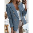 thumbnail image 2 of Womens Double Breasted Tweed Blazers Casual Long Sleeve Open Front Blazer Jackets Work Suits, 2 of 5