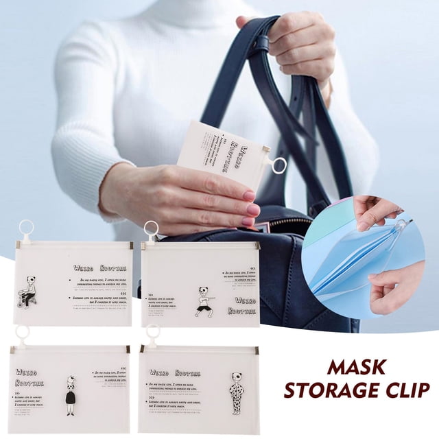 Fiudx Organizador de Plástico para Mascarillas, Bolsas Reutilizables, Funda Protectora para Mascarillas, 4 Colores, Ligero y Portátil, para Uso En Casa y Oficina, Juego de 4, 8,7 X 5,9 Pulgadas