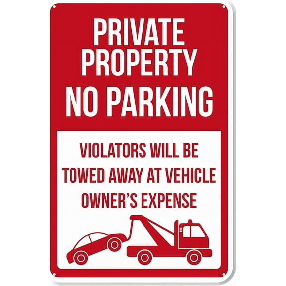 Private Property No Parking Tow Away Premium PVC Sign - 8"x12", Weather Proof/Fade Resistant Decor for Business, Parking Lot, Made In USA (PVC0348)