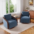 thumbnail image 3 of UIXE Swivel Accent Chairs Set of 2, Chenille Barrel Club Chair Upholstered Armchair for Living Room, Contemporary Arm Chair Bedroom Reading Seat Nook Single Sofa with Back Pillow - Navy, 3 of 6