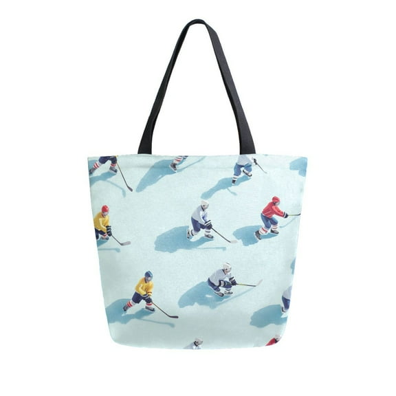 FORMRS Womens Canvas Tote Bag with Zipper Inner Pocket Shoulder Handbag, Ice Hockey