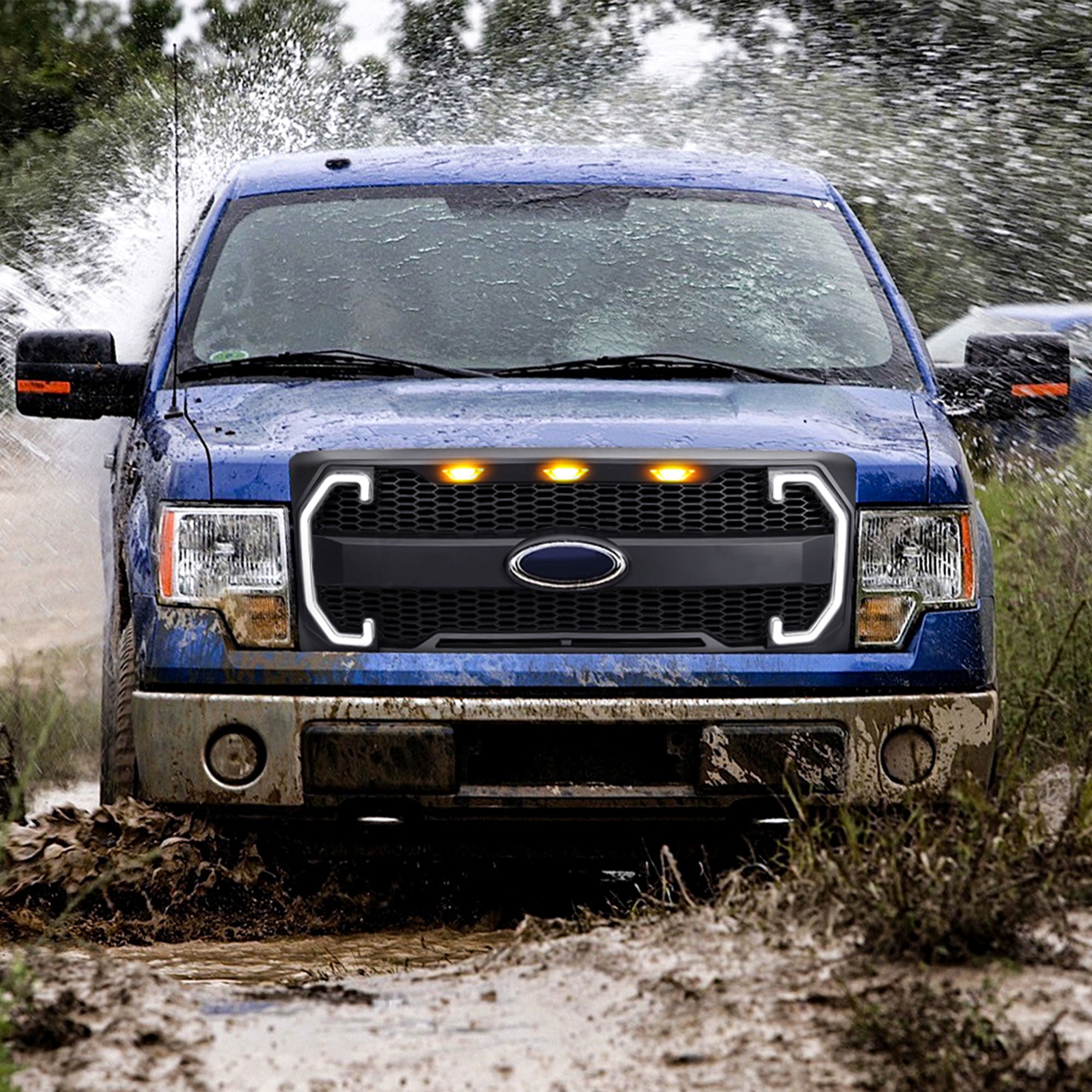 AMERICAN MODIFIED Raptor Style Mesh Grille for 09-14 Ford F150, Matte Black