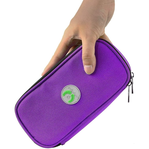Waterproof Insulin Cooler Travel Case Temperature Display Medication Insulated Cooling Bag with 3 Ice Packs (Purple)