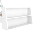 thumbnail image 5 of Harper & Bright Designs Twin Size Car Bed with Storage Shelves, Wood Platform Bed with Car-shape for Boys and Girls, White+Blue, 5 of 12