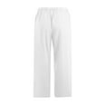 thumbnail image 4 of Womens's Cropped Trousers 3/4 Length Linen Pants Summer Casual Loose Capri Trousers with Pocket Plain Elasticated Waist Drawstring 3 Quarter Shorts, 4 of 6