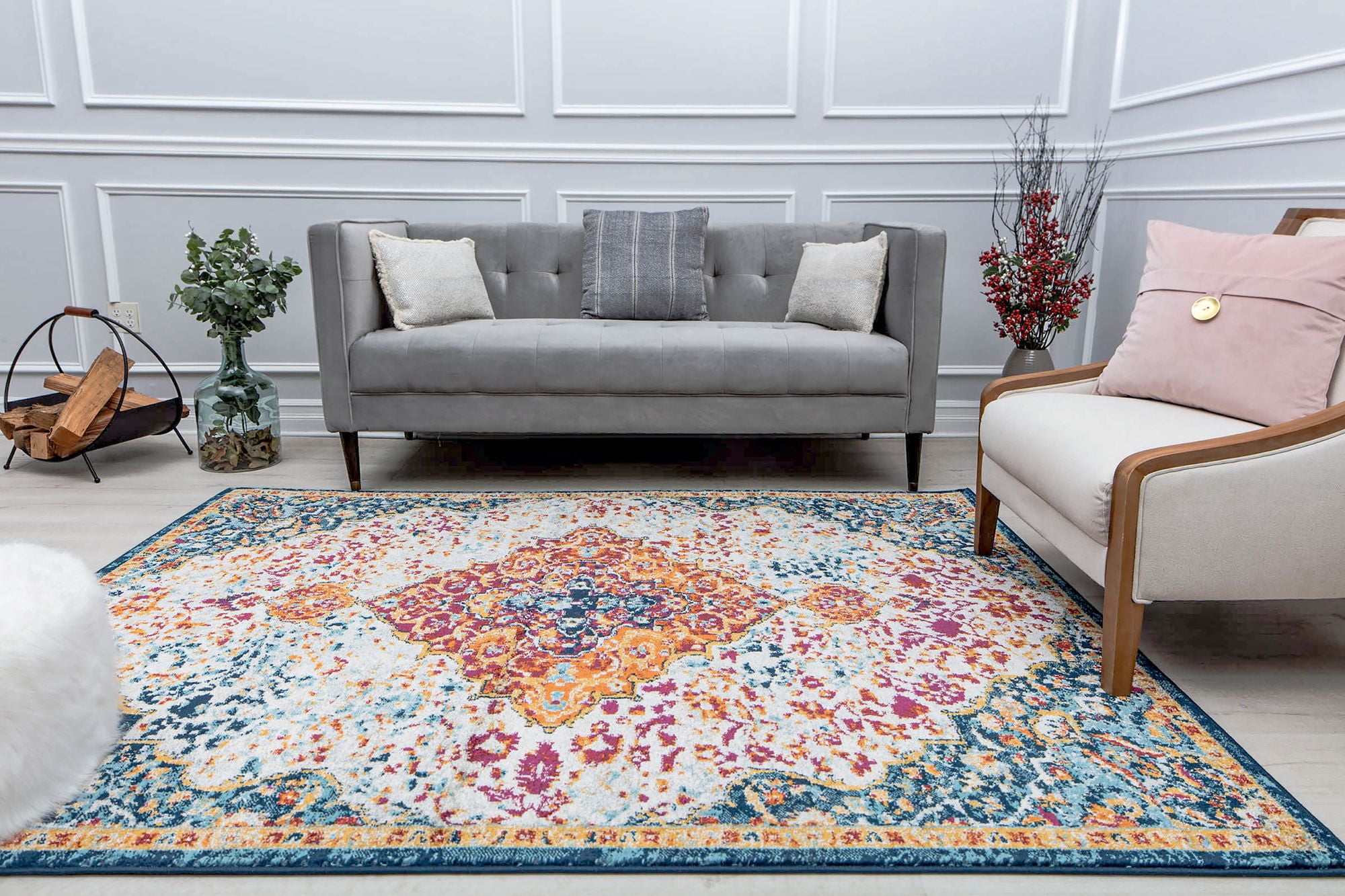 Harper HY50P Vivid Beauty Abstract Vintage Blue Area Rug, 2'6" x 8'