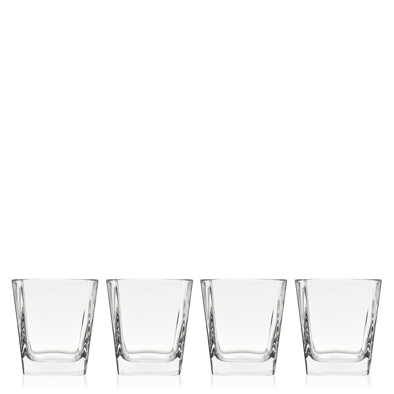 True Square Double Old Fashioned Glasses Set of 4 - Lowball Whiskey  Glasses for Cocktails, Drinks or Liquor - Dishwasher Safe 10oz: Snifters