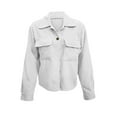 thumbnail image 4 of SAATLERI Long Sleeve Shirt for Women Fashion Cropped Corduroy Shackets Button Down Jackets Tops Fall Trendy Shirts with Pockets, 4 of 4